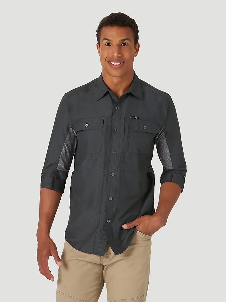 ATG BY WRANGLER™ MEN'S MIX MATERIAL SHIRT IN DUSTY OLIVE