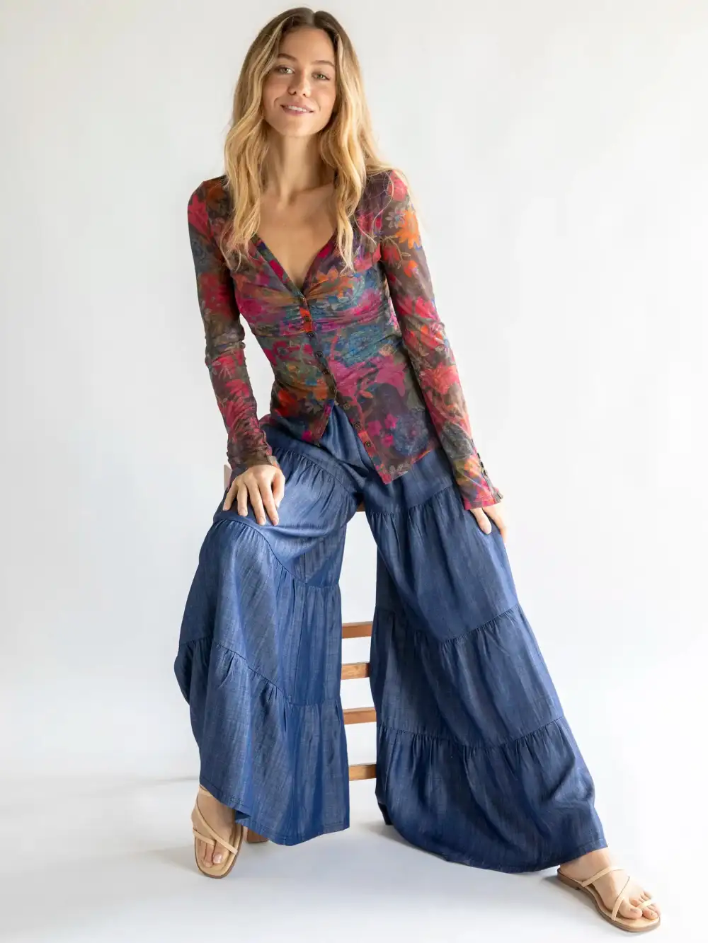 Patti Palazzo Pant - Denim Blue