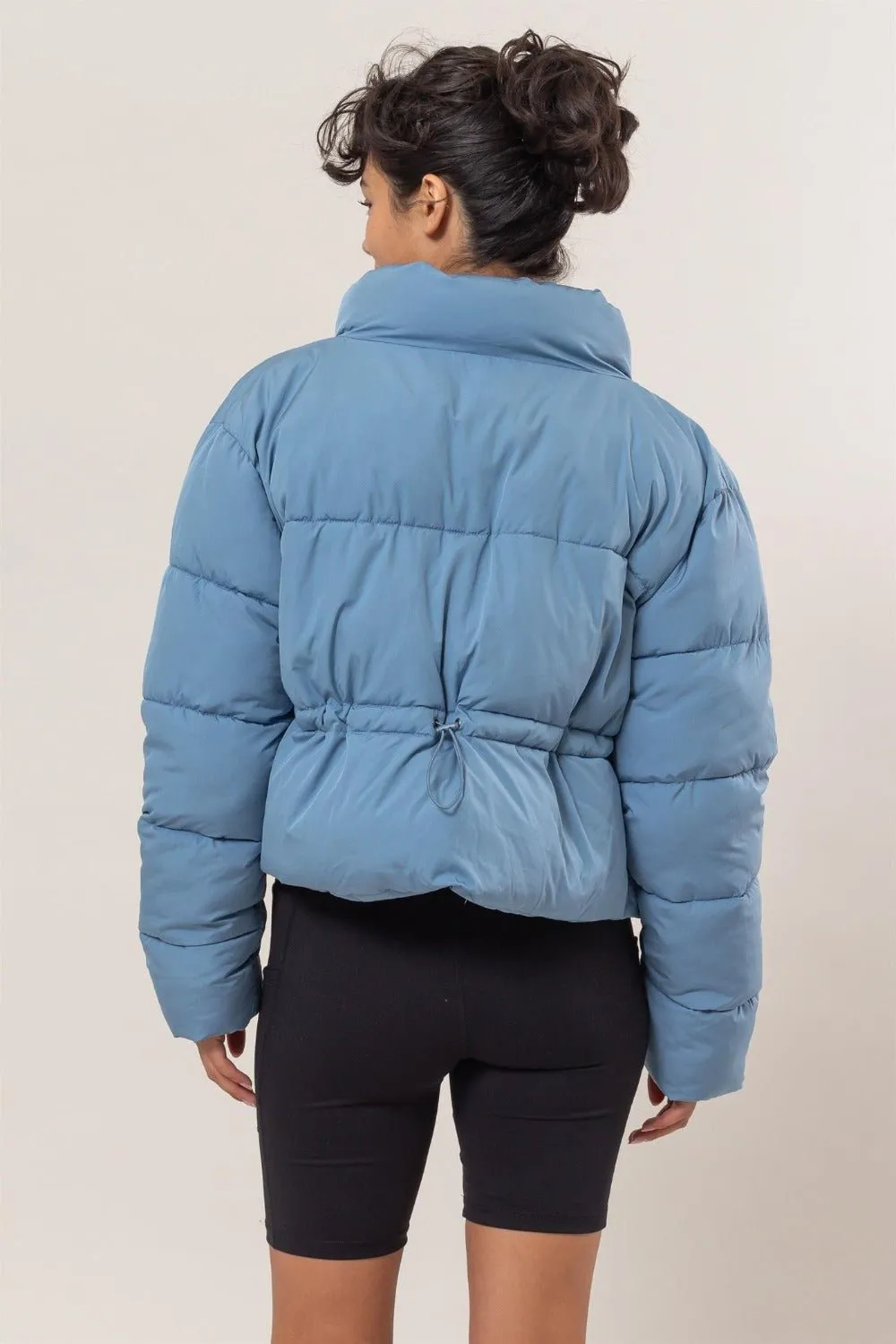 Blue Quilted Puffer Jacket