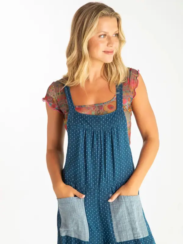 Dakota Tie Overall - Navy Dot