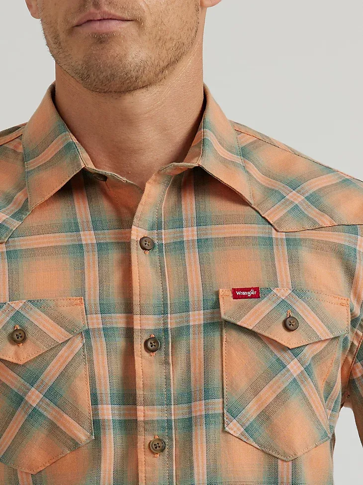 MEN'S COWBOY WASH PLAID SHIRT IN PHEASANT ORANGE