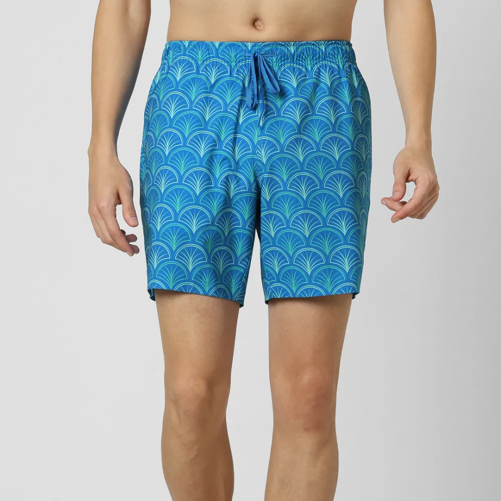 Printed Swim-Blue