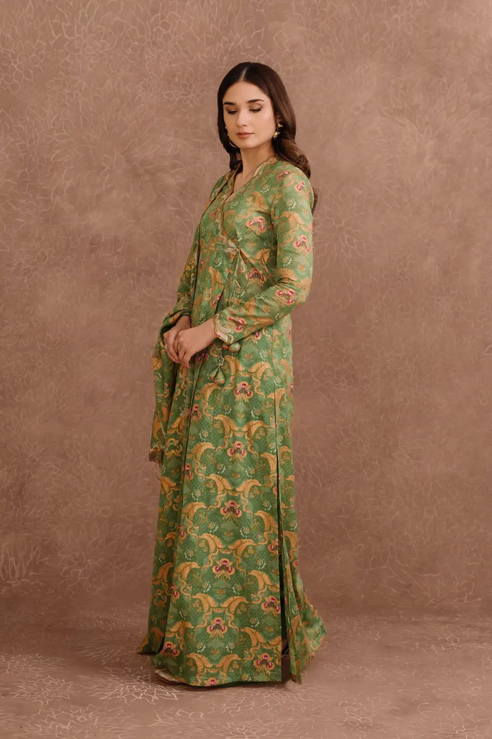 3 Pcs Printed and Embroidered Suit