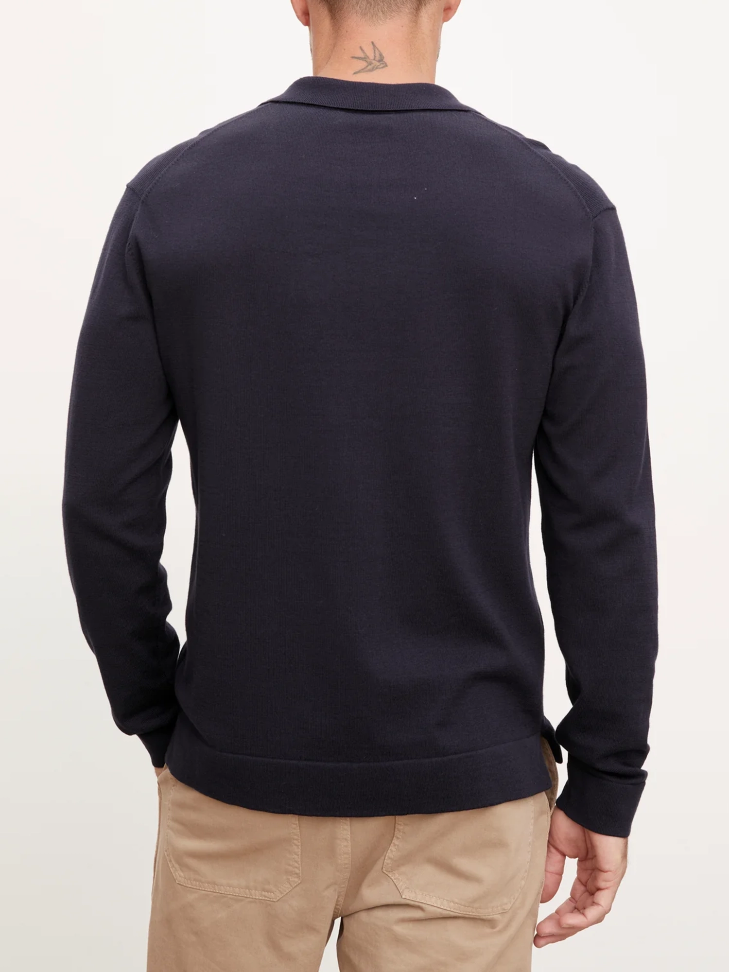 Lapel Neck Long Sleeve Polo Shirt