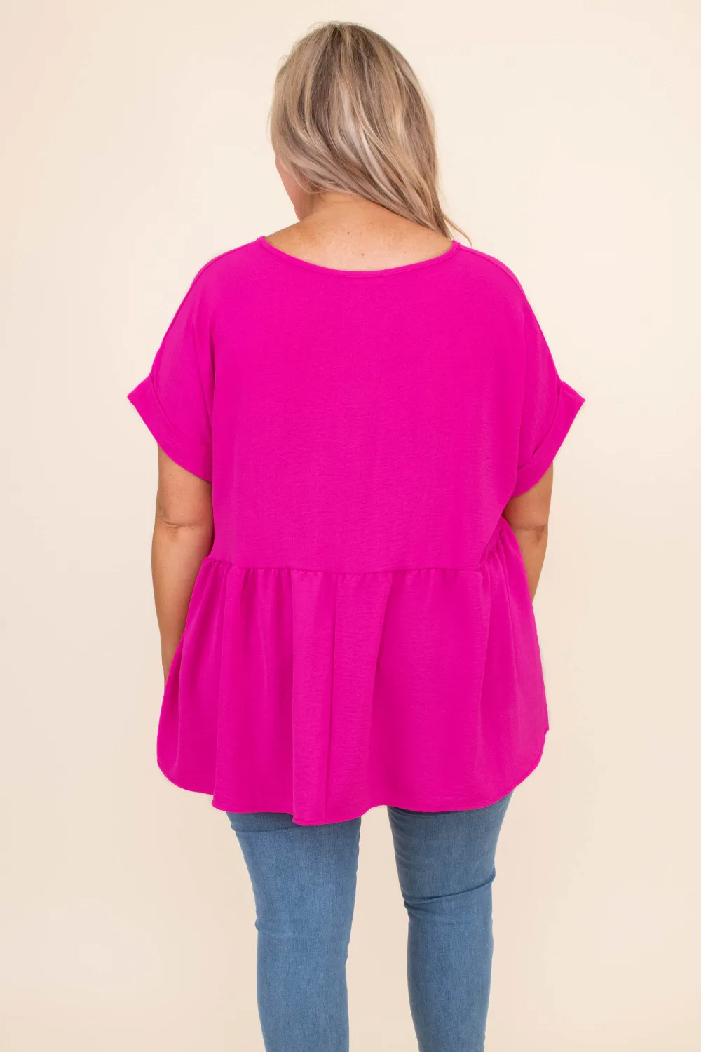 Wide Eyed Gaze Top, Hot Pink