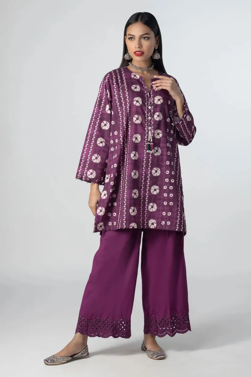 2 Piece Kurta | Embroidered & Pants Purple