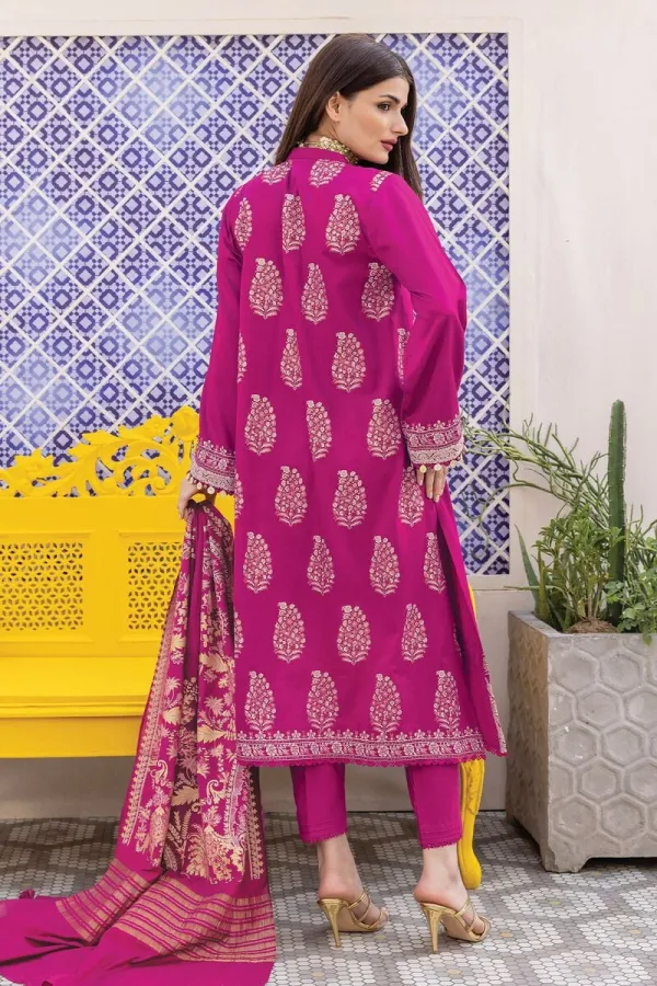 3 Piece Kurta Embroidered | Dupatta& Bottom & Tops | Color Purple