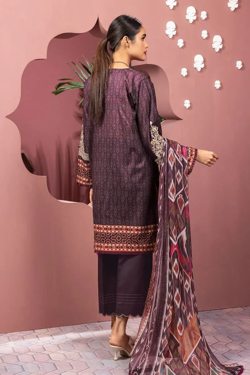 3 Piece Kurta Embroidered | Dupatta& Bottom & Tops | Color gray purple