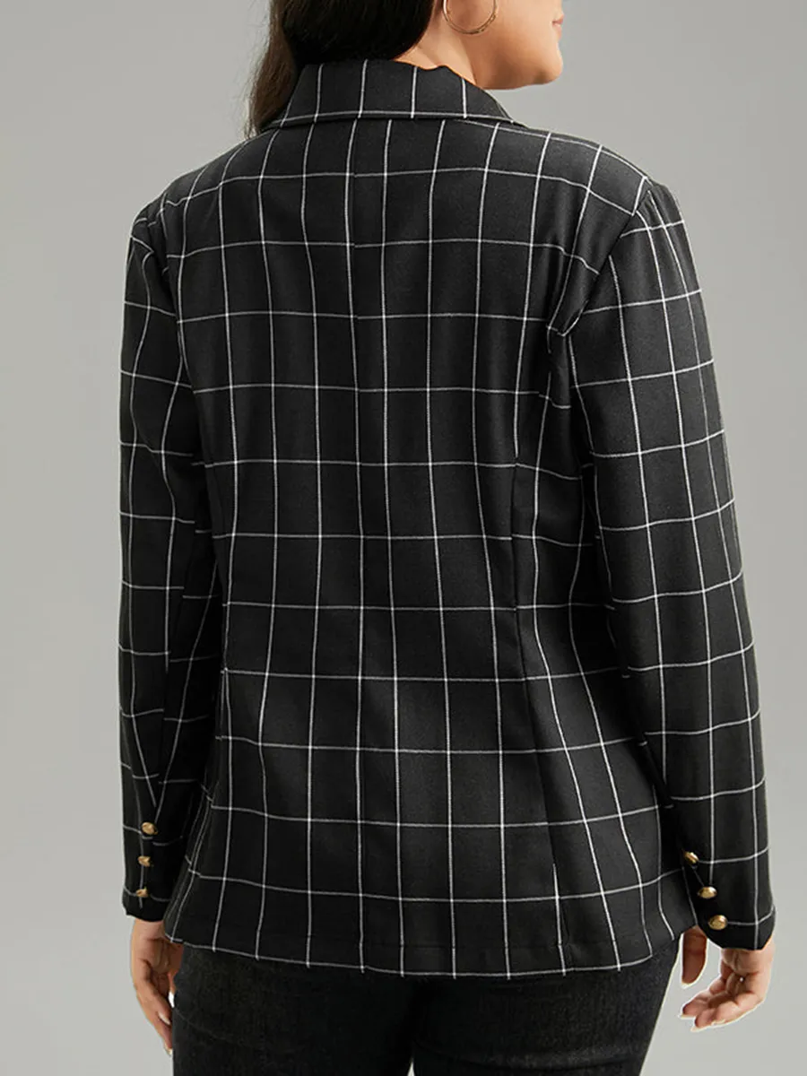 Black checked suit jacket for women