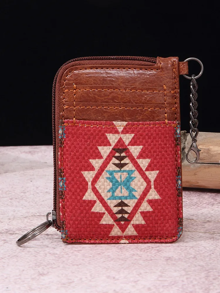 Retro Western Style Bohemian Printed Leather Wallet