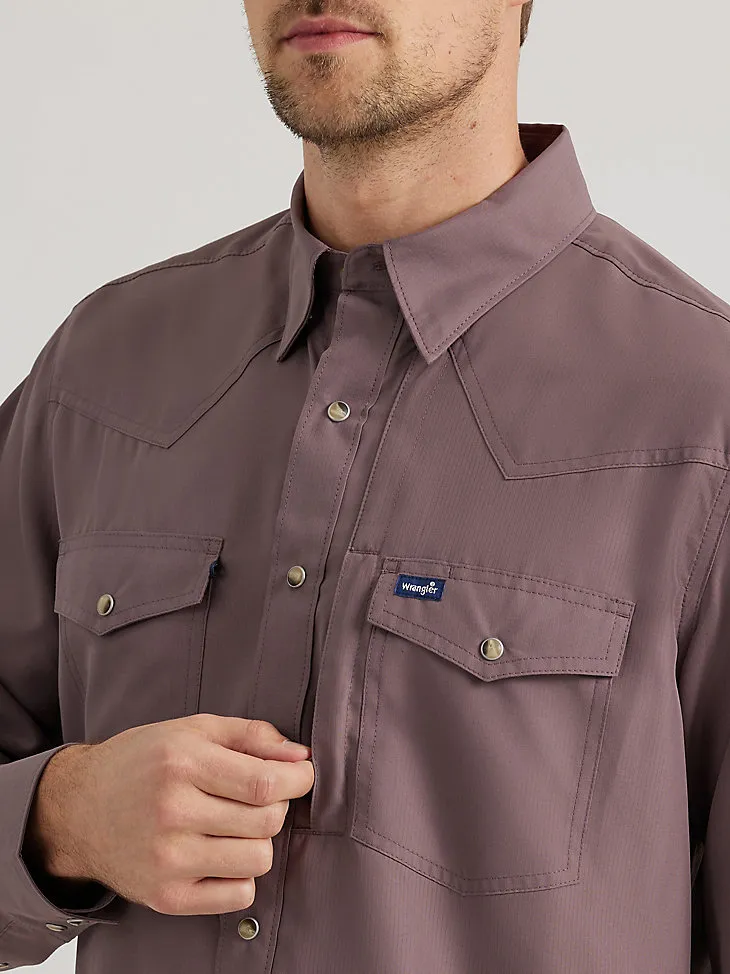 MEN'S WRANGLER PERFORMANCE SNAP LONG SLEEVE SOLID SHIRT IN HIGH TIDE