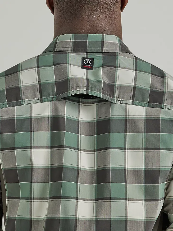 ATG BY WRANGLER™ PLAID MIXED MATERIAL SHIRT IN TRAVERTINE