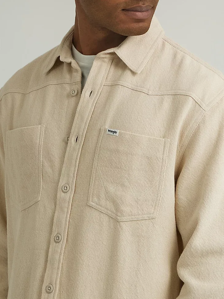 MEN'S TWILL OVERSHIRT IN OATMEAL