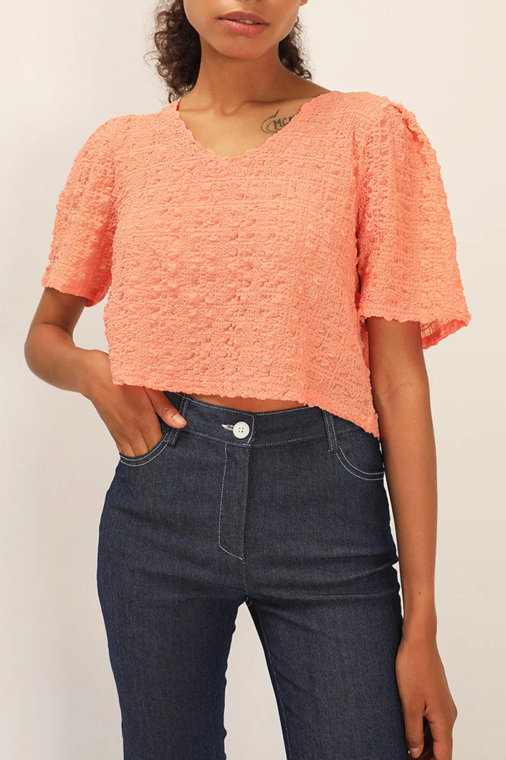 Hazel Textured Crop Top