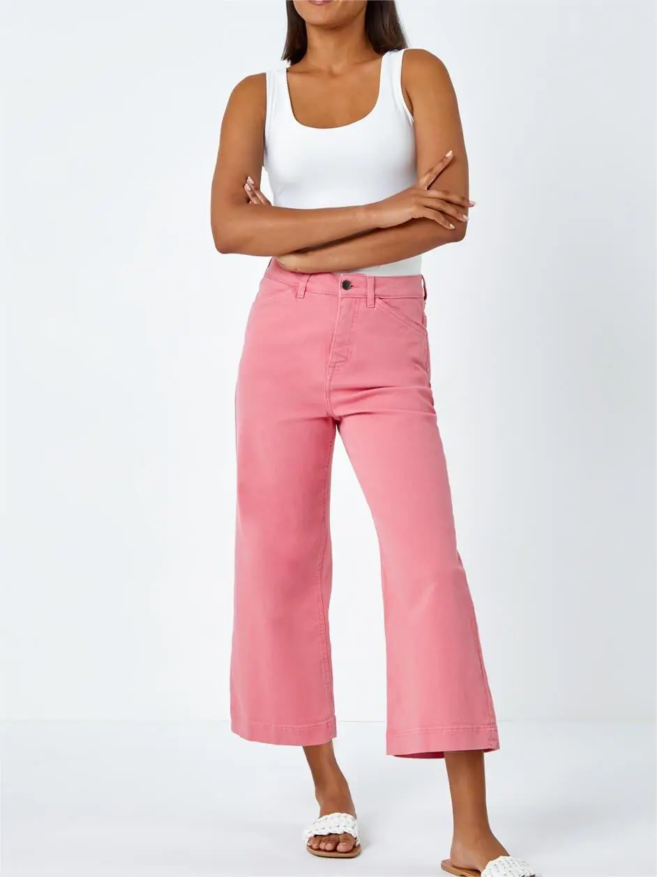 Pink Flared Wide Leg Pants