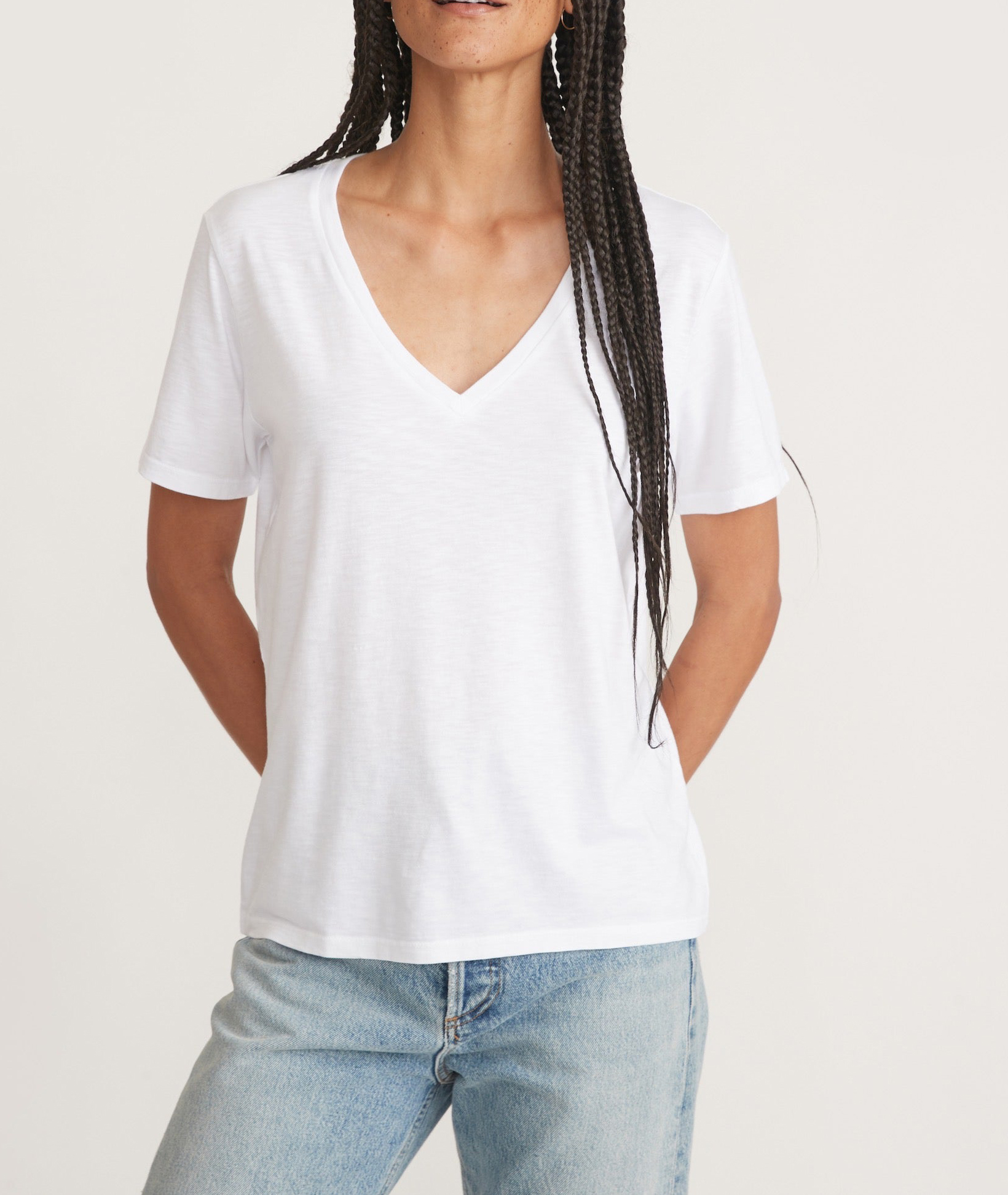 White V Neck Tee