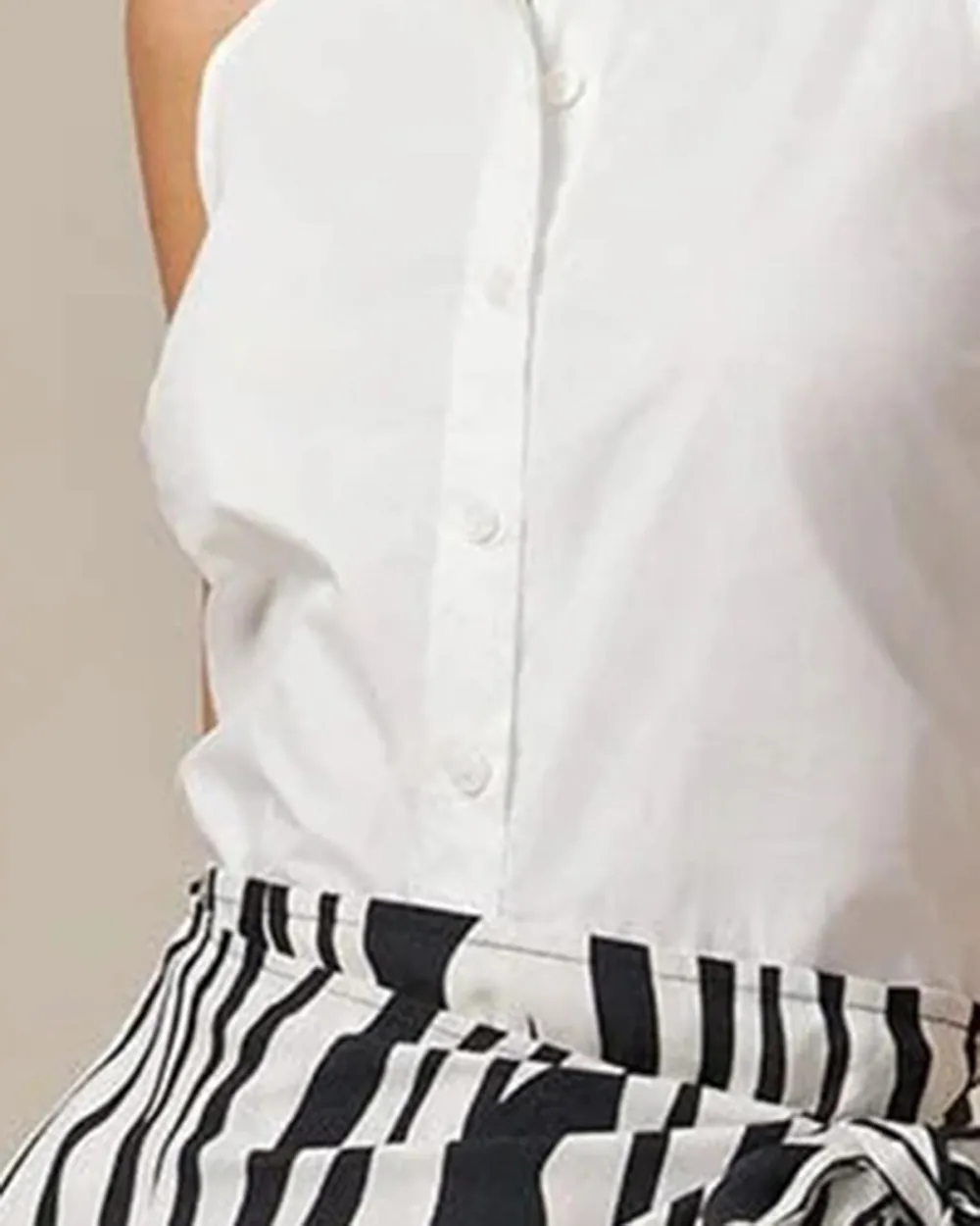 The White Collared Button Up Sleeveless Shirt