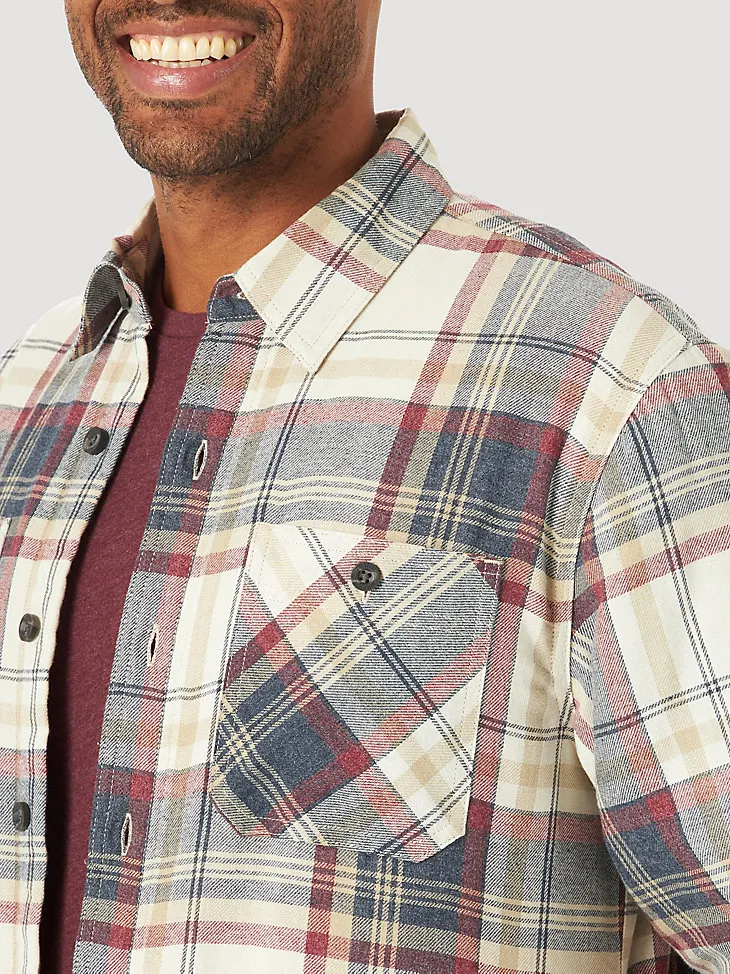 MEN'S WRANGLER® AUTHENTICS SHERPA LINED FLANNEL SHIRT IN TWILL HEATHER