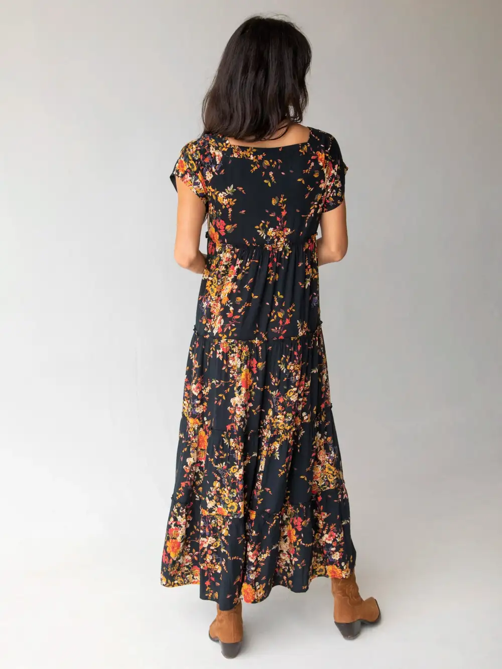 Berkley Maxi Dress - Navy Red Bouquets