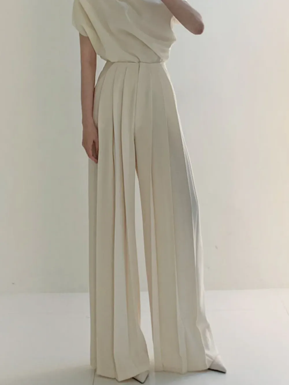 Pleated High Waist Wide Leg Pants