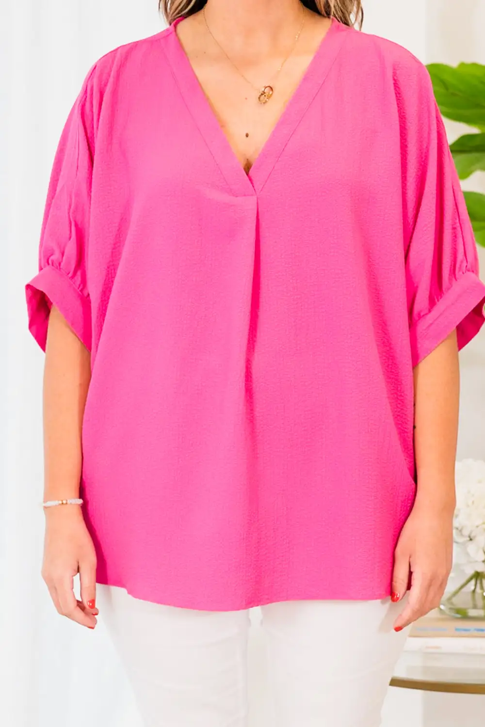 Social Scene Top, Hot Pink