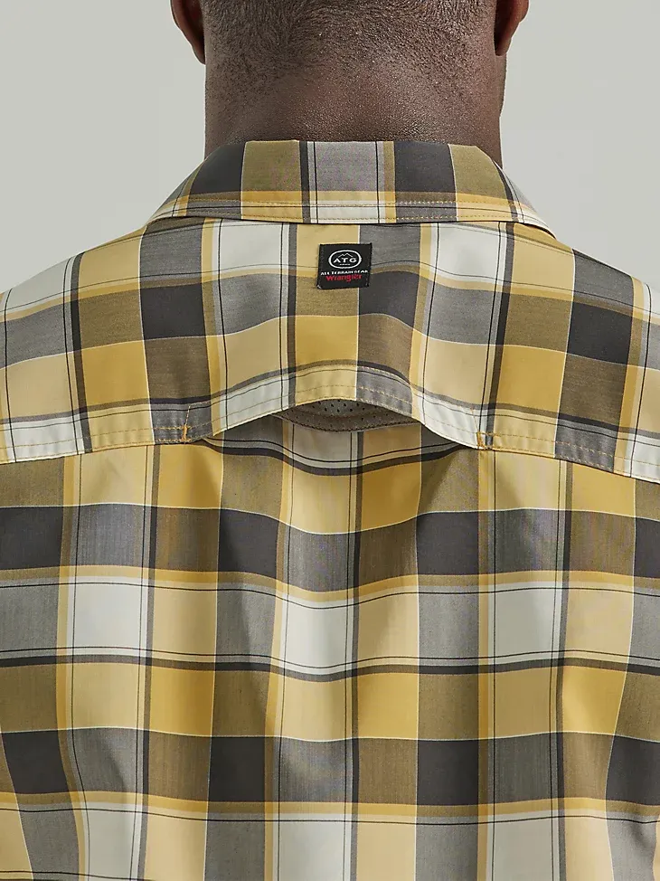 ATG BY WRANGLER™ PLAID MIXED MATERIAL SHIRT IN TRAVERTINE