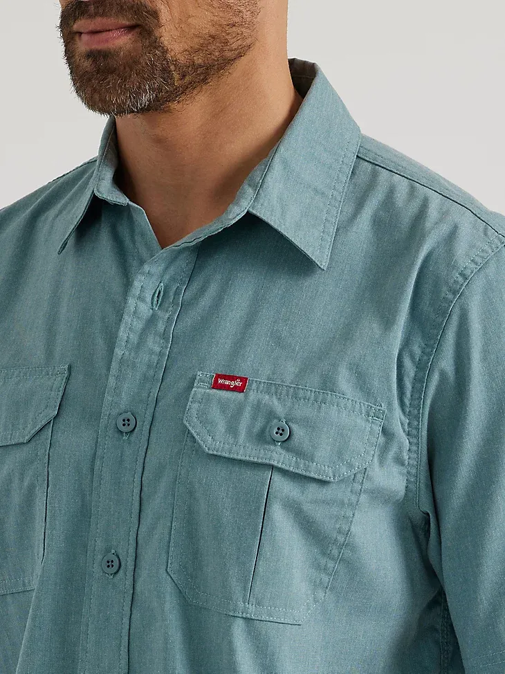 MEN'S RELAXED STRETCH POPLIN SHIRT IN GOBLIN BLUE HEATHER