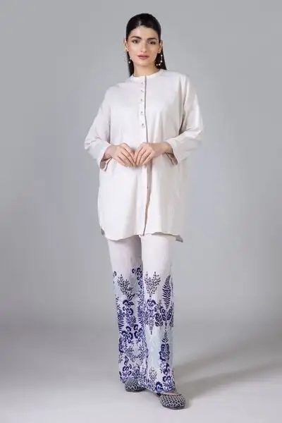 2 Piece | Kurta & Pants | Color white and purple