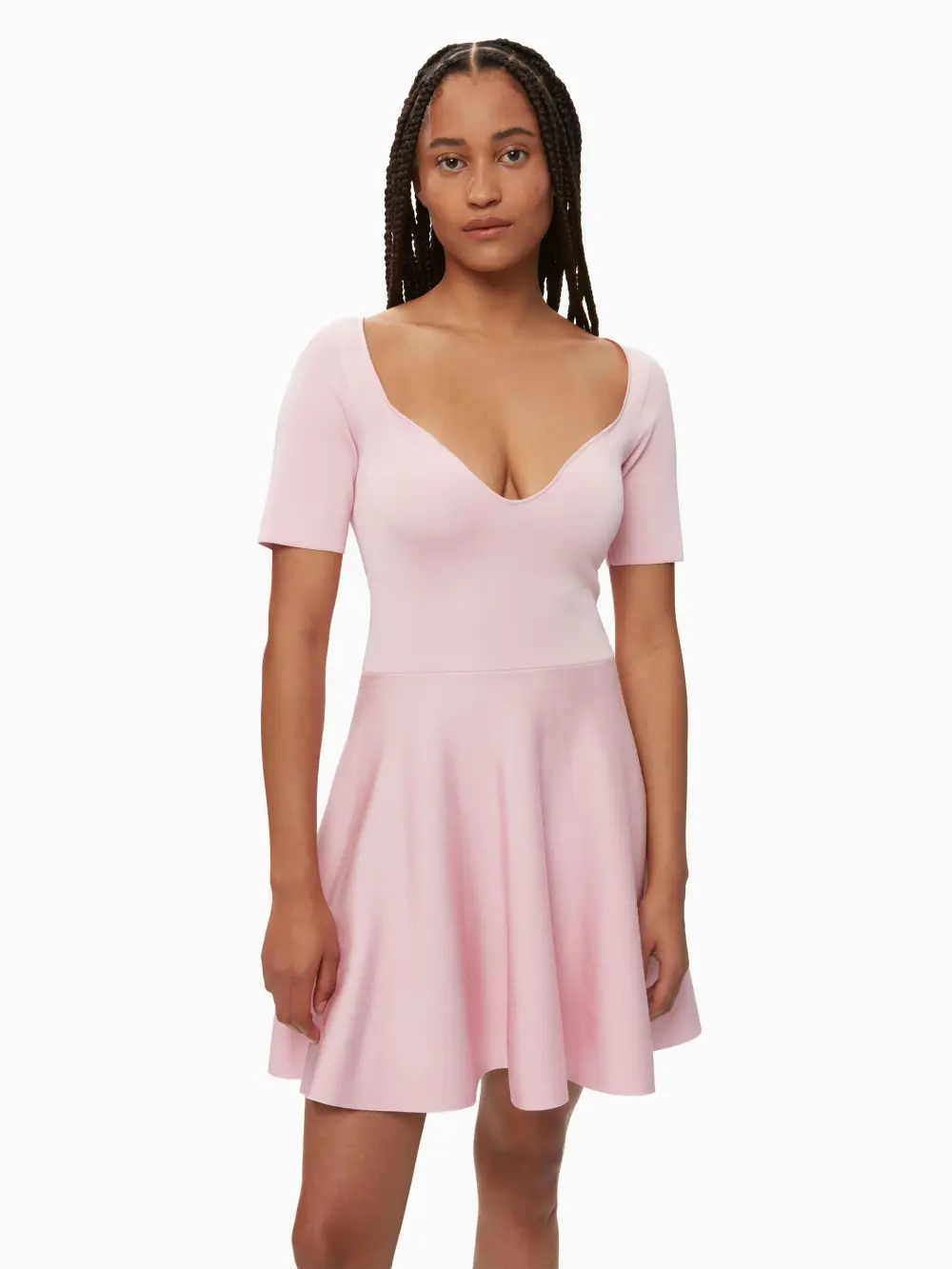 VESTIDO ACAMPANADO DE ESCOTE CORAZÓN