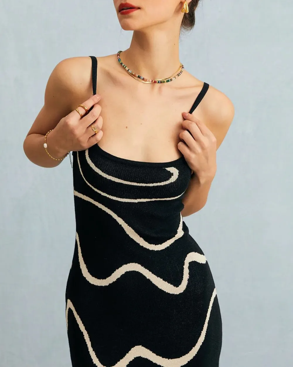 Black Wave Sling Dress