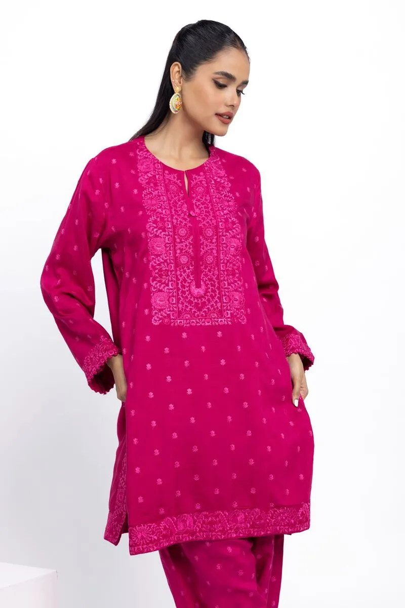 3 Piece Kurta Embroidered | Dupatta& Bottom & Tops | Color Purple