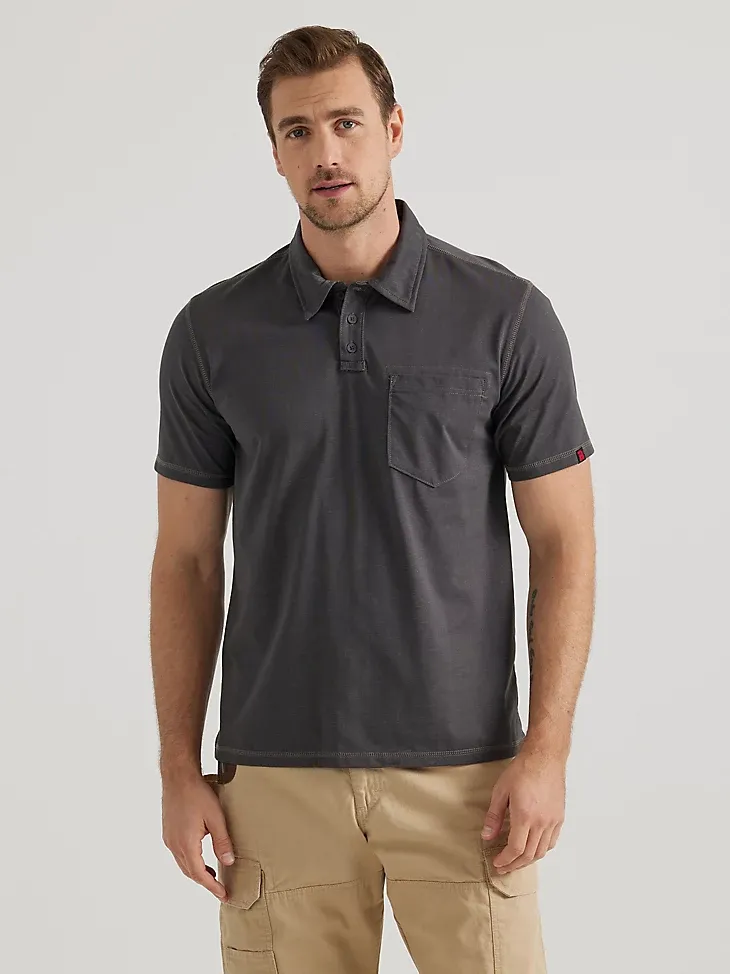 WRANGLER® RIGGS WORKWEAR® PERFORMANCE KNIT POLO IN NAVY HEATHER