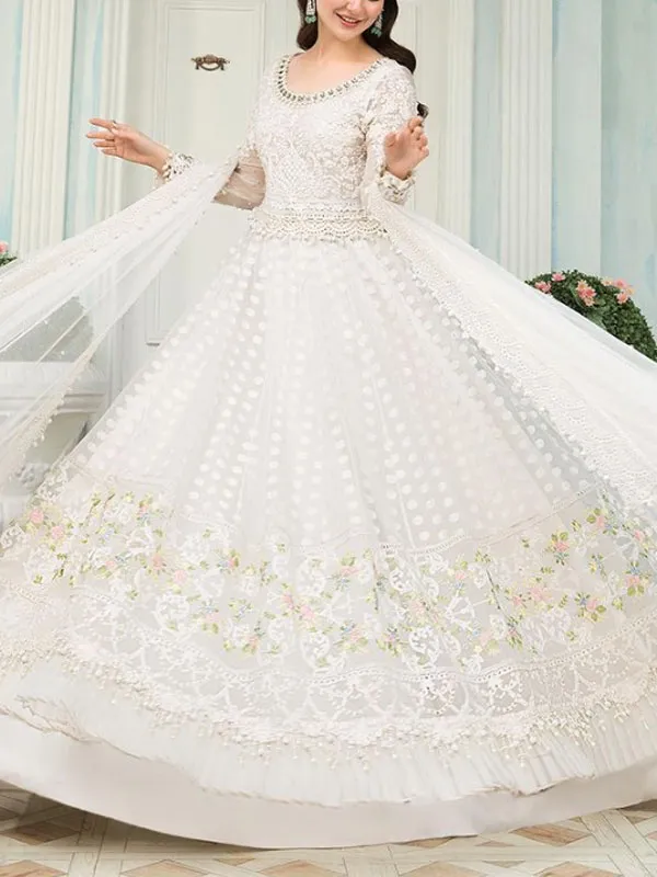 Elegant simple embroidery wedding ladies dress