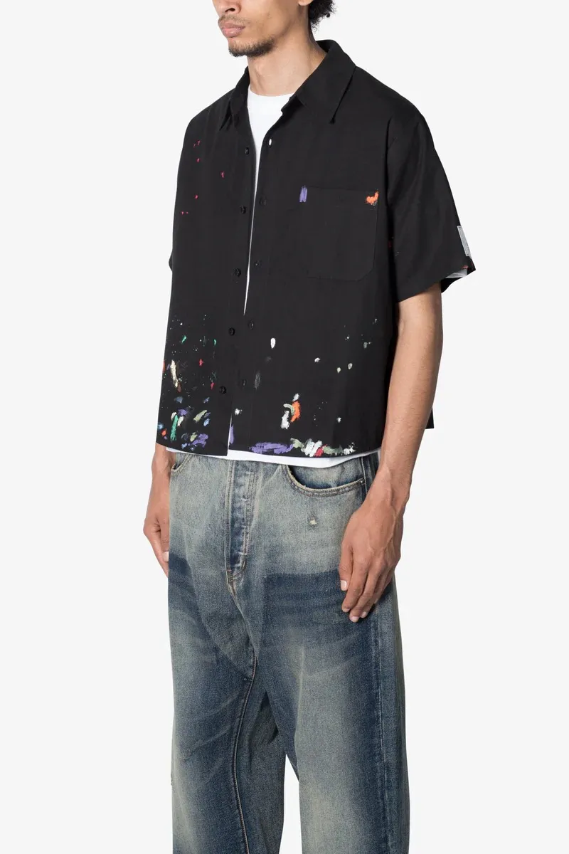 POPLIN PAINTER S/S BLACK SHIRT