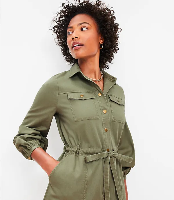 Button Pocket Shirtdress