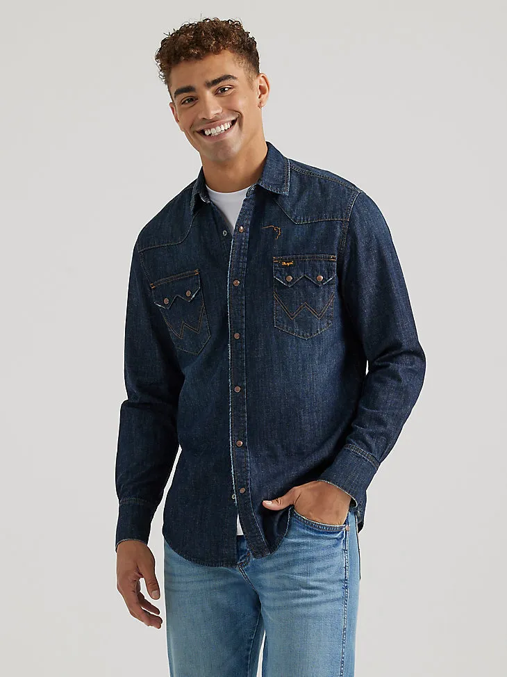 WRANGLER X BUFFALO TRACE™ MEN'S REVIVAL SHIRT IN OAK INDIGO