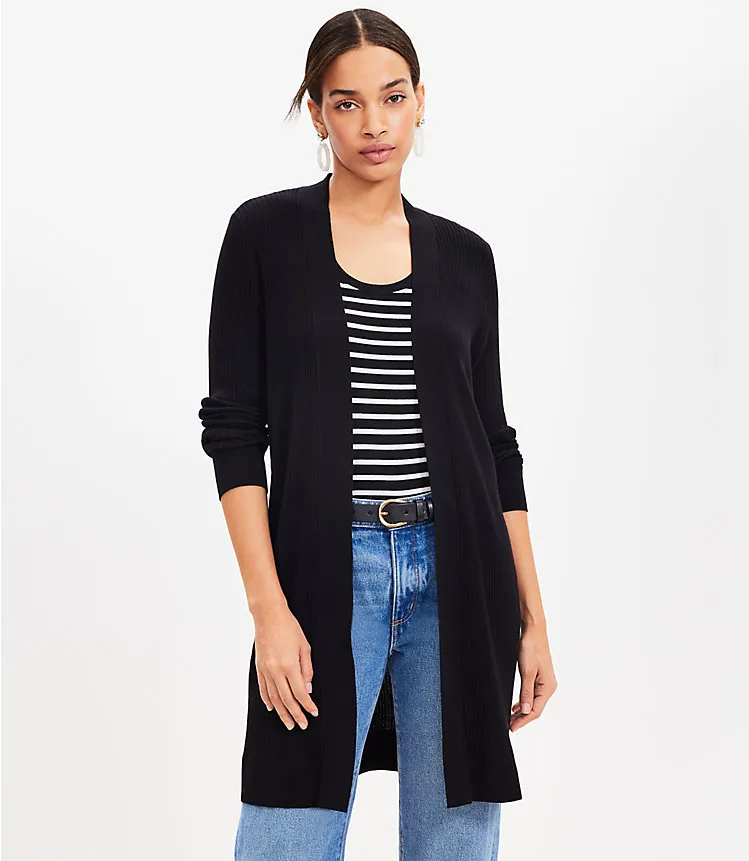 Ribbed Open Cardigan