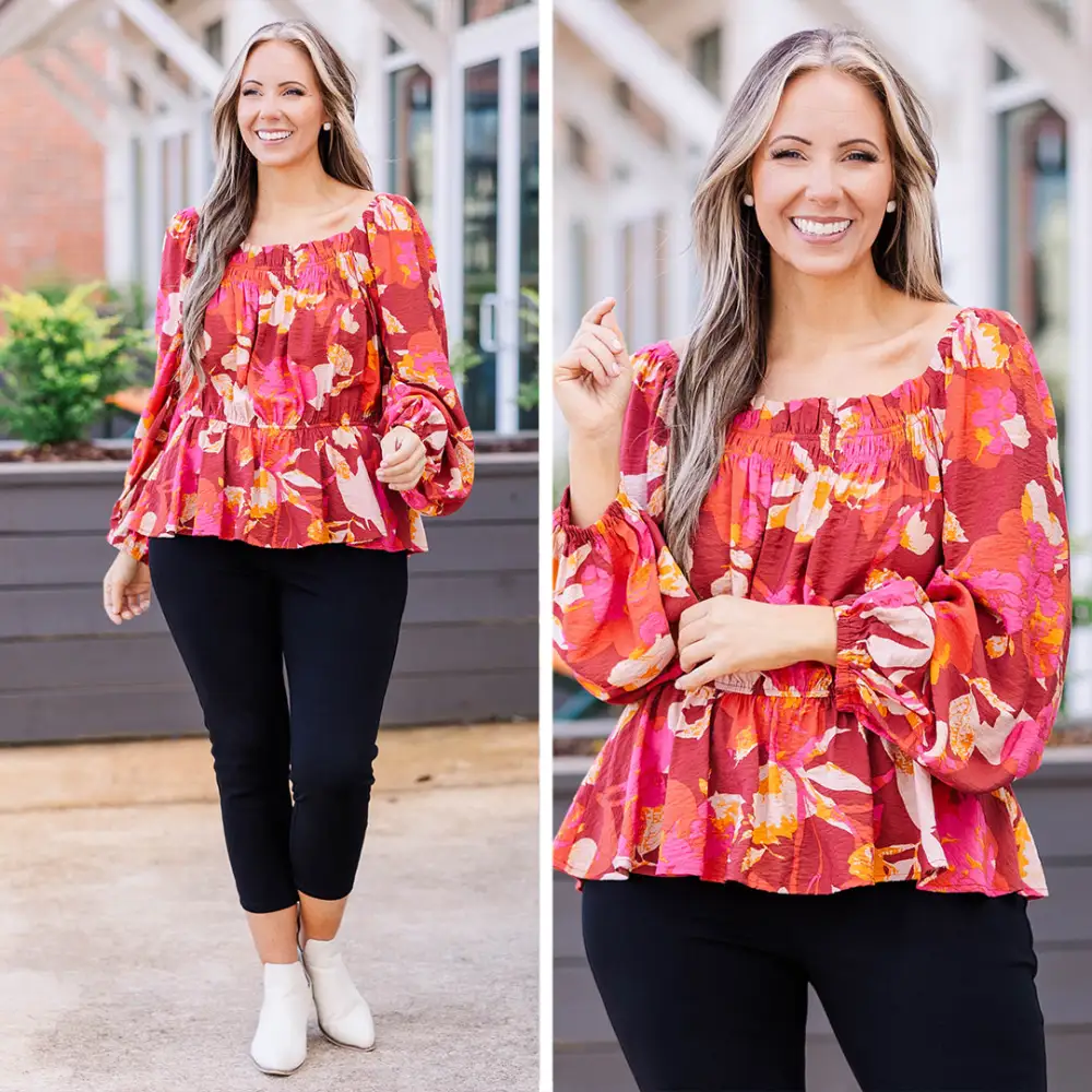 Petal Perfection Blouse, Brick