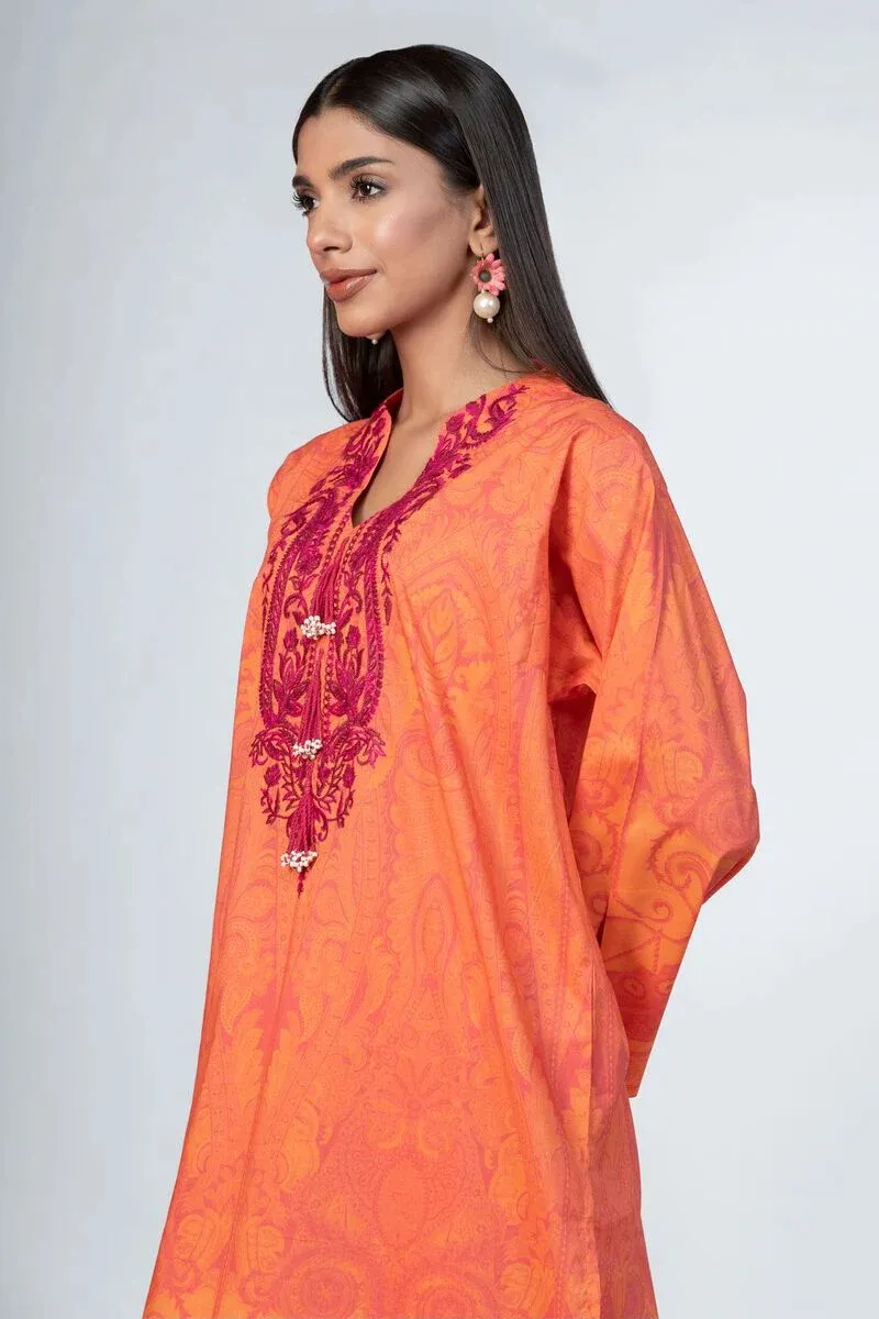 2 Piece | Kurta & Pants | Color Orange