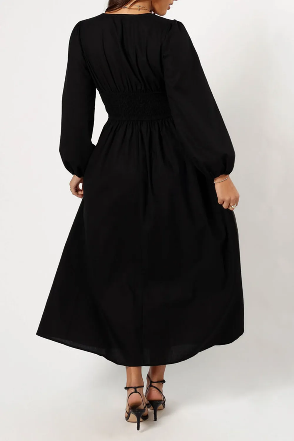 CECE LONG SLEEVE MAXI DRESS - BLACK