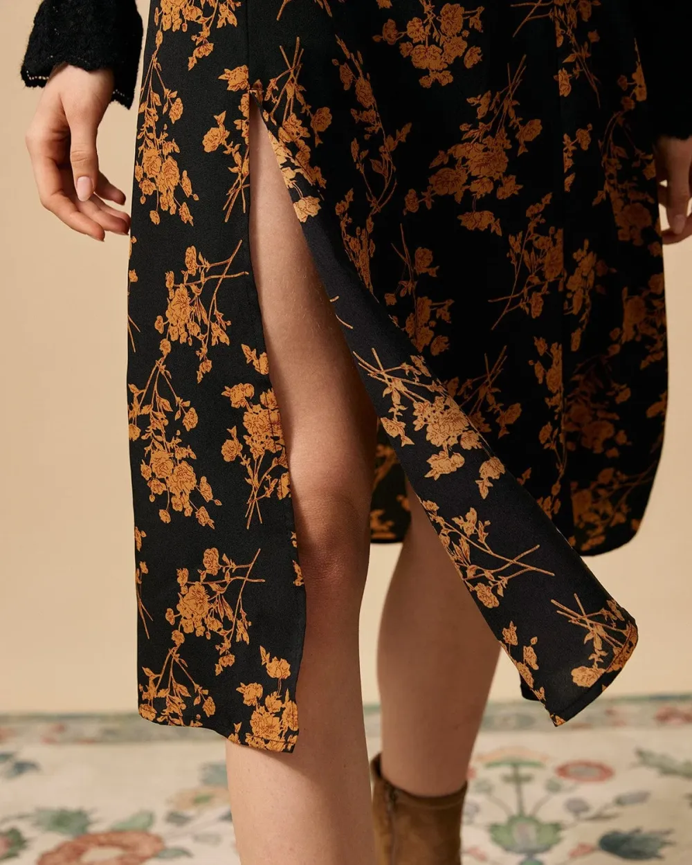 Yellow floral skirt