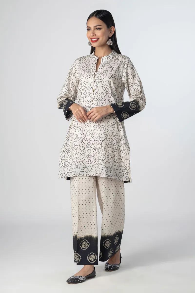 2 Piece Kurta | Embroidered & Pants DKhaki