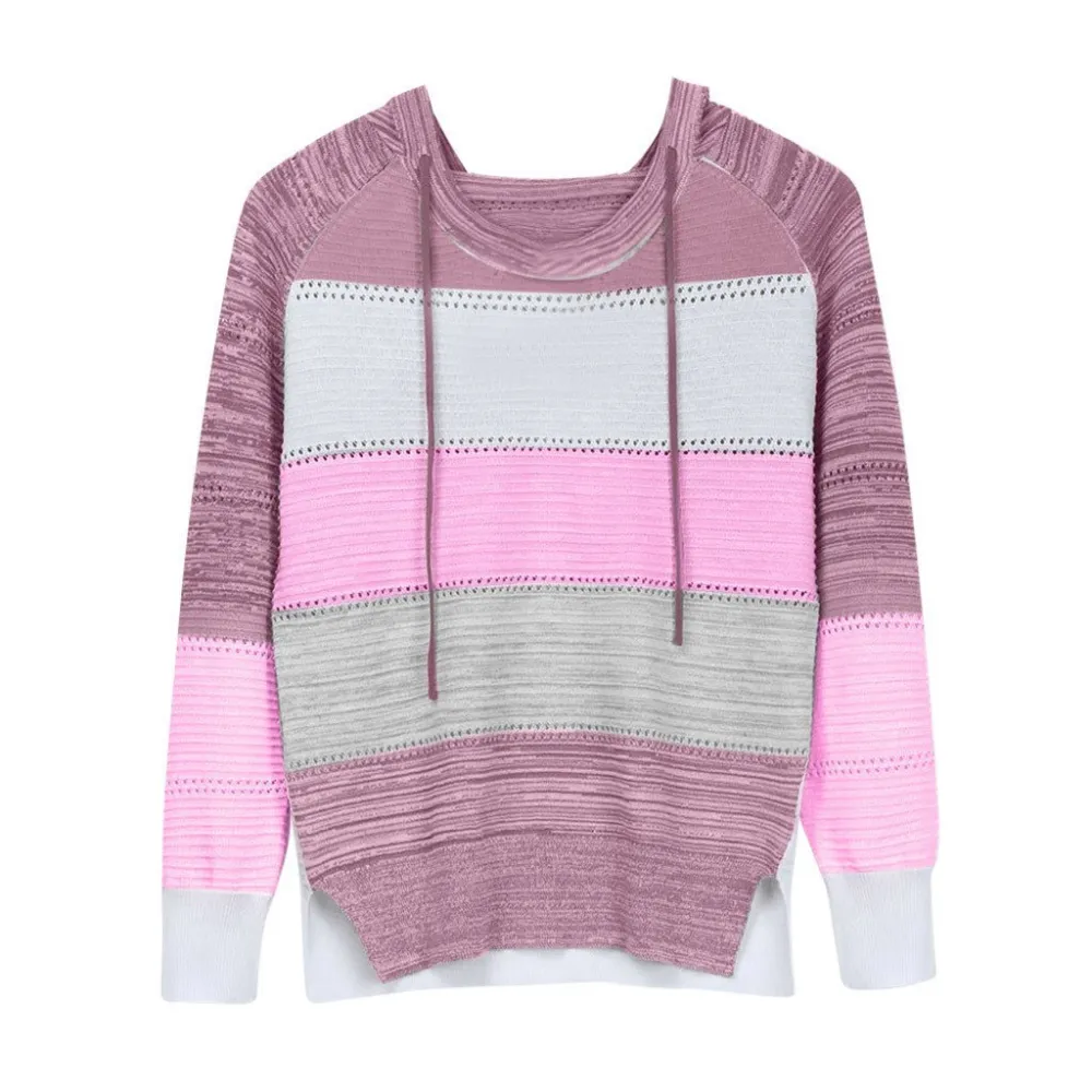 Color Block Hooded Casual Sweaters