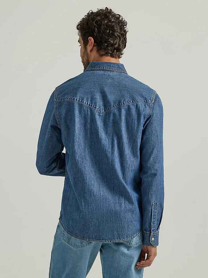 MEN'S DENIM WESTERN SNAP SHIRT IN LIGHT WASH